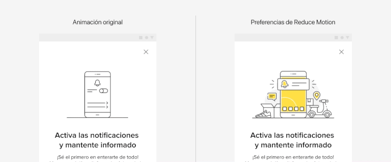 Comparing an animated illustration with the same illustration without motion.