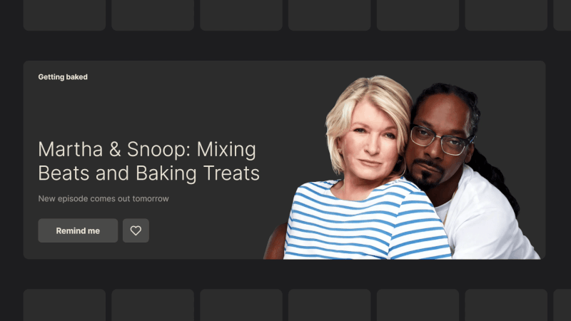 Animated TV UI section transitions through layered images with a background color change illustrating how combining multiple visuals and color shifts can add energy to a layout.