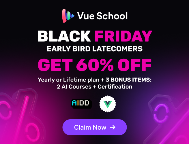 Save 60% on Vue School Black Friday Sale