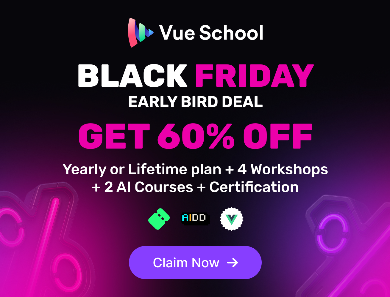 Save 50% on Vue School Black Friday Sale